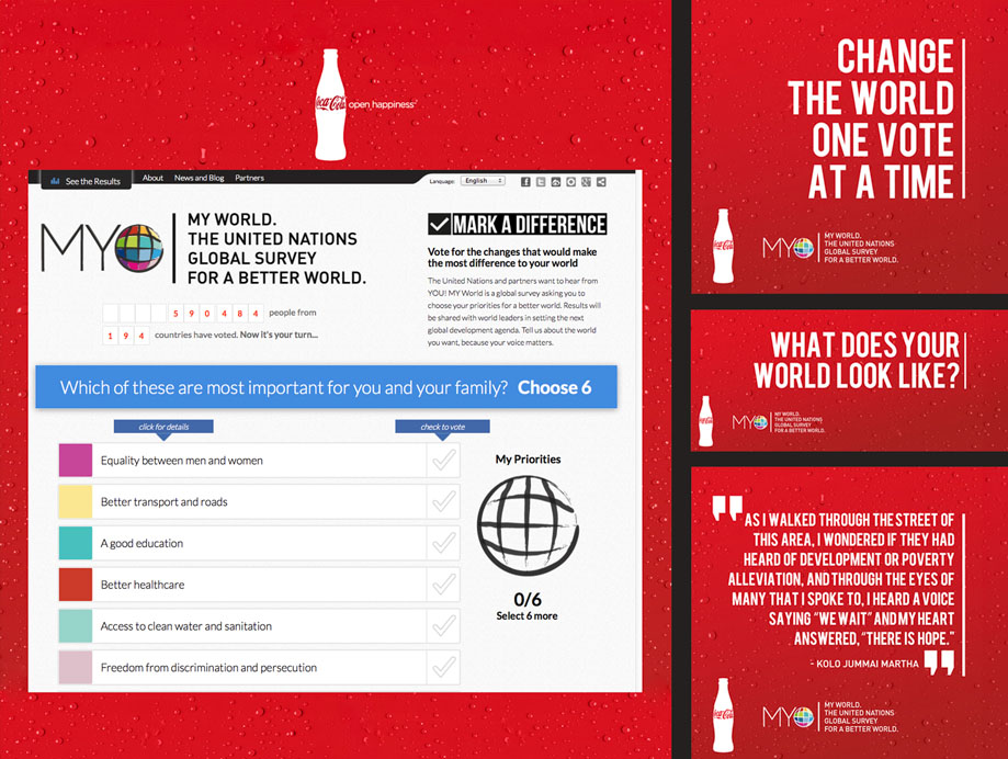 Coca-Cola campaign mockups in partnership with United Nations