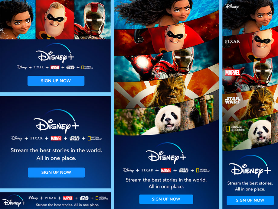 Various Disney+ launch banner ads