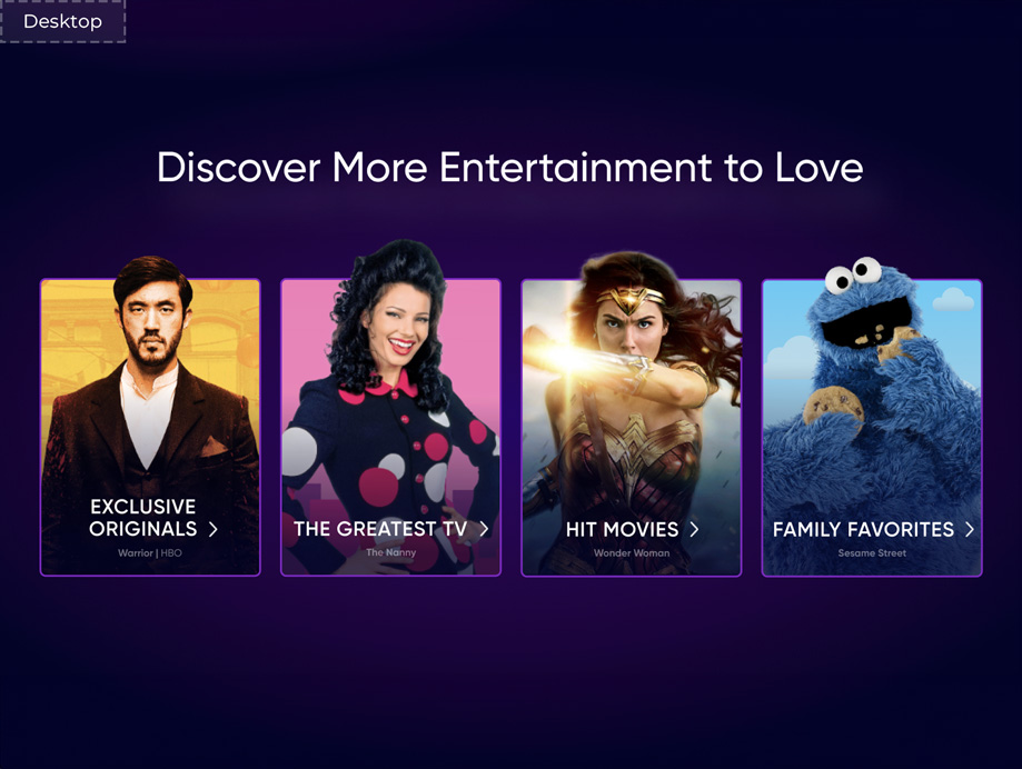 HBO Max homepage content modals
