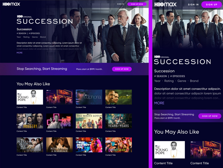HBO Max features and series LPs