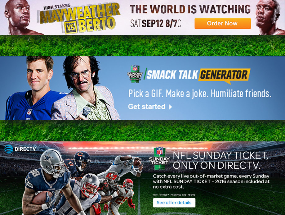 Various mockups of DirecTV IP campaign banner